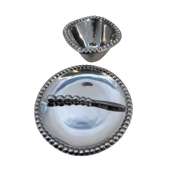 Mexican Silver/Pewter Plate, Serving Bowl & Knife - Picture 11 of 16